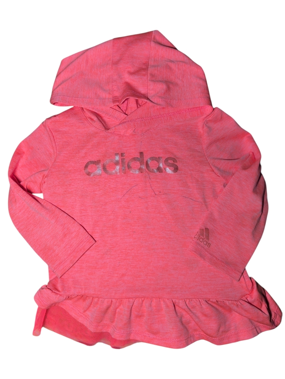 🍁2/$7🍁ADIDAS Bright Neon Orange Hooded Long Sleeve Shirt With Flare